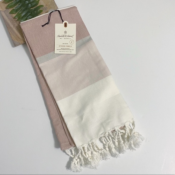 New Rose Gold Stripe Towel Hearth & Hand Magnolia - Picture 3 of 5